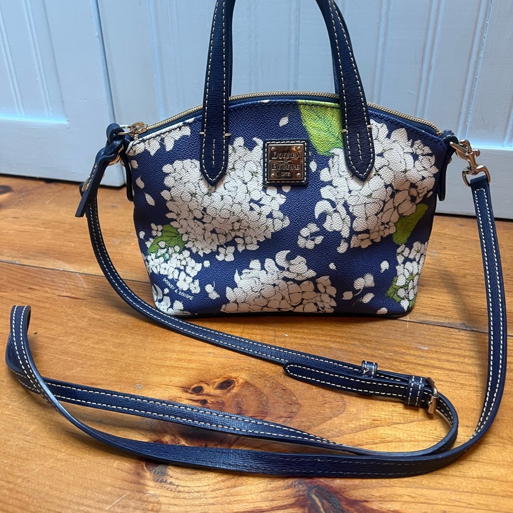 Dooney & Bourke Navy and White Floral Mini Bag